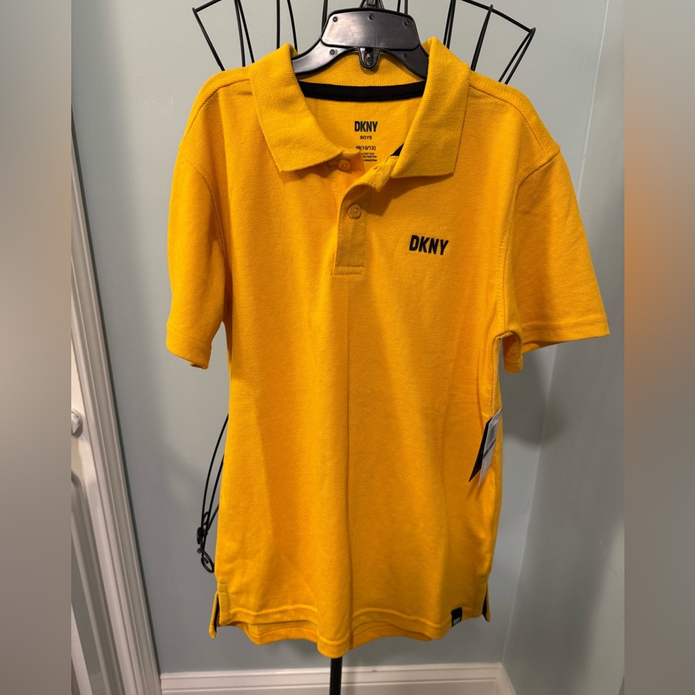New DKNY Polo collared shirt Boys Old Mustard Medium M 10/12 Kids Classic